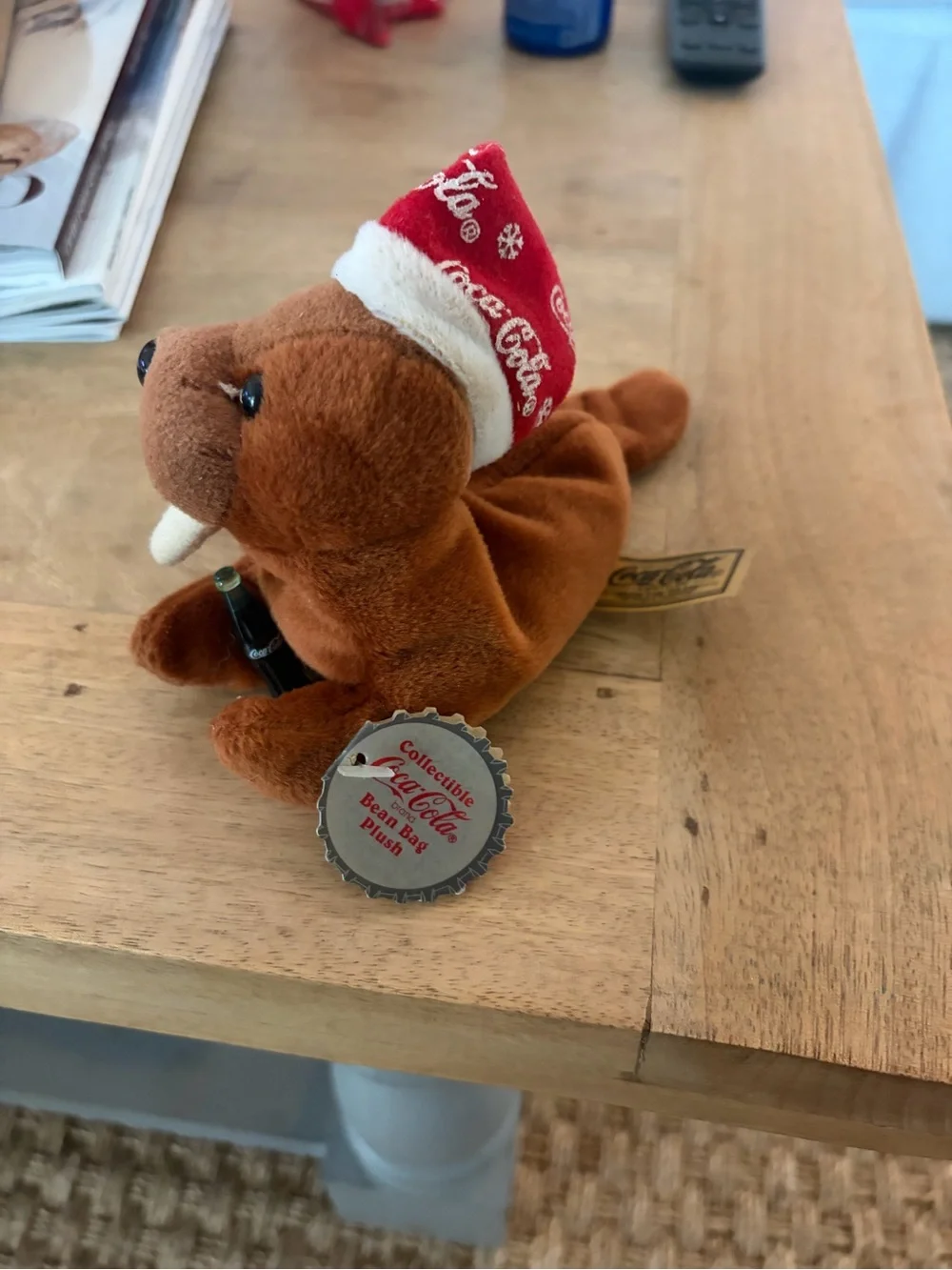 Vintage 1998 Coca-Cola Walrus bean bag plush toy 6in length